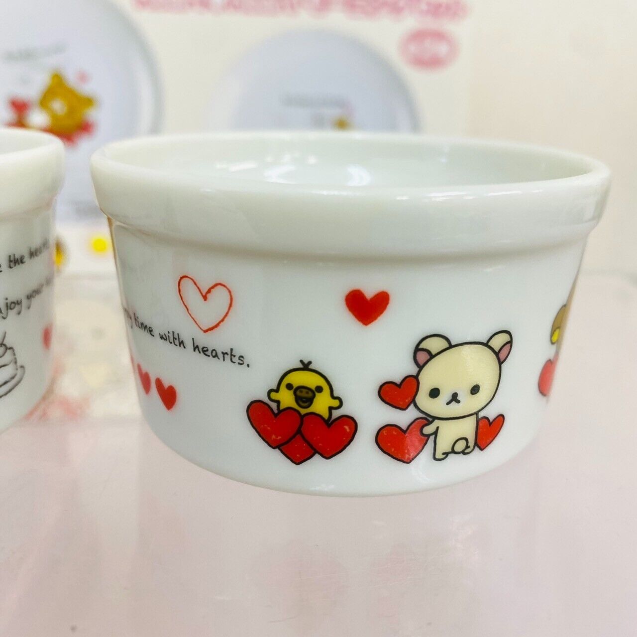 San-x Rilakkuma Korilakkuma Morning Set Plate Tableware White Heart Kawaii Rare