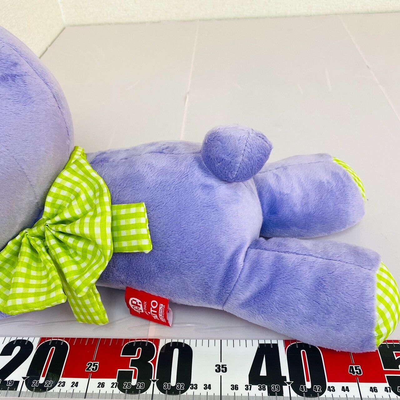 TAiTo Gloomy Bloody Bear Purple Plush Soft Stuffed Toy Doll Fluffy Green Plaid