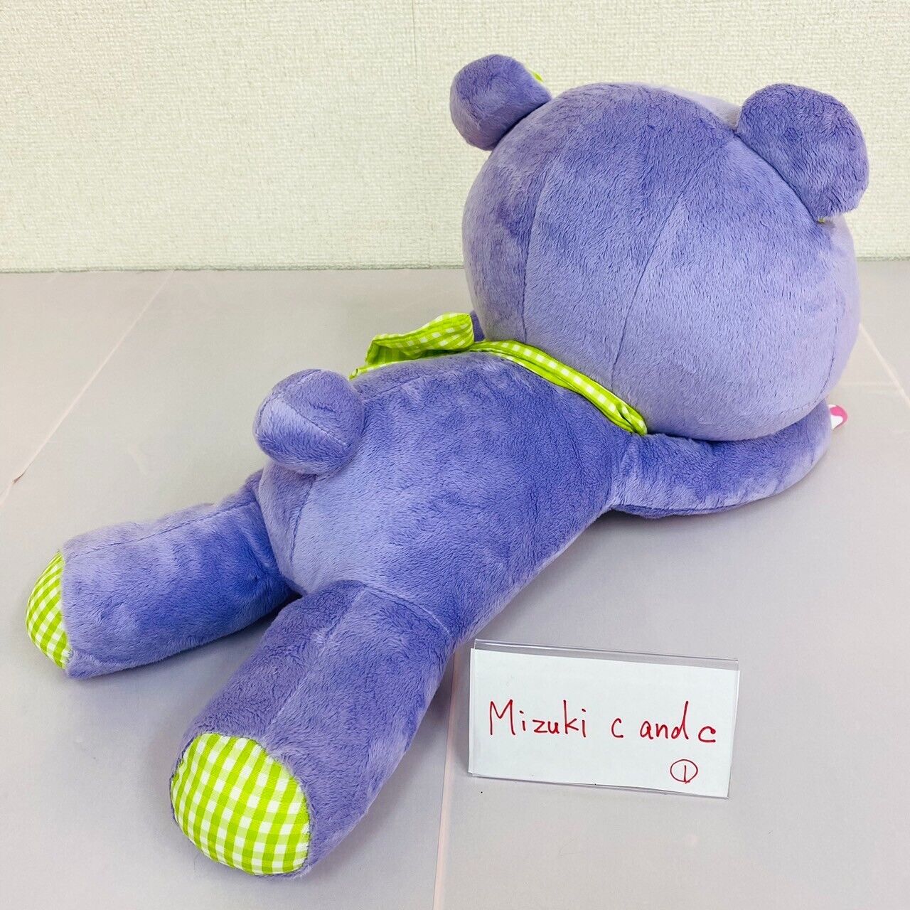 TAiTo Gloomy Bloody Bear Purple Plush Soft Stuffed Toy Doll Fluffy Green Plaid