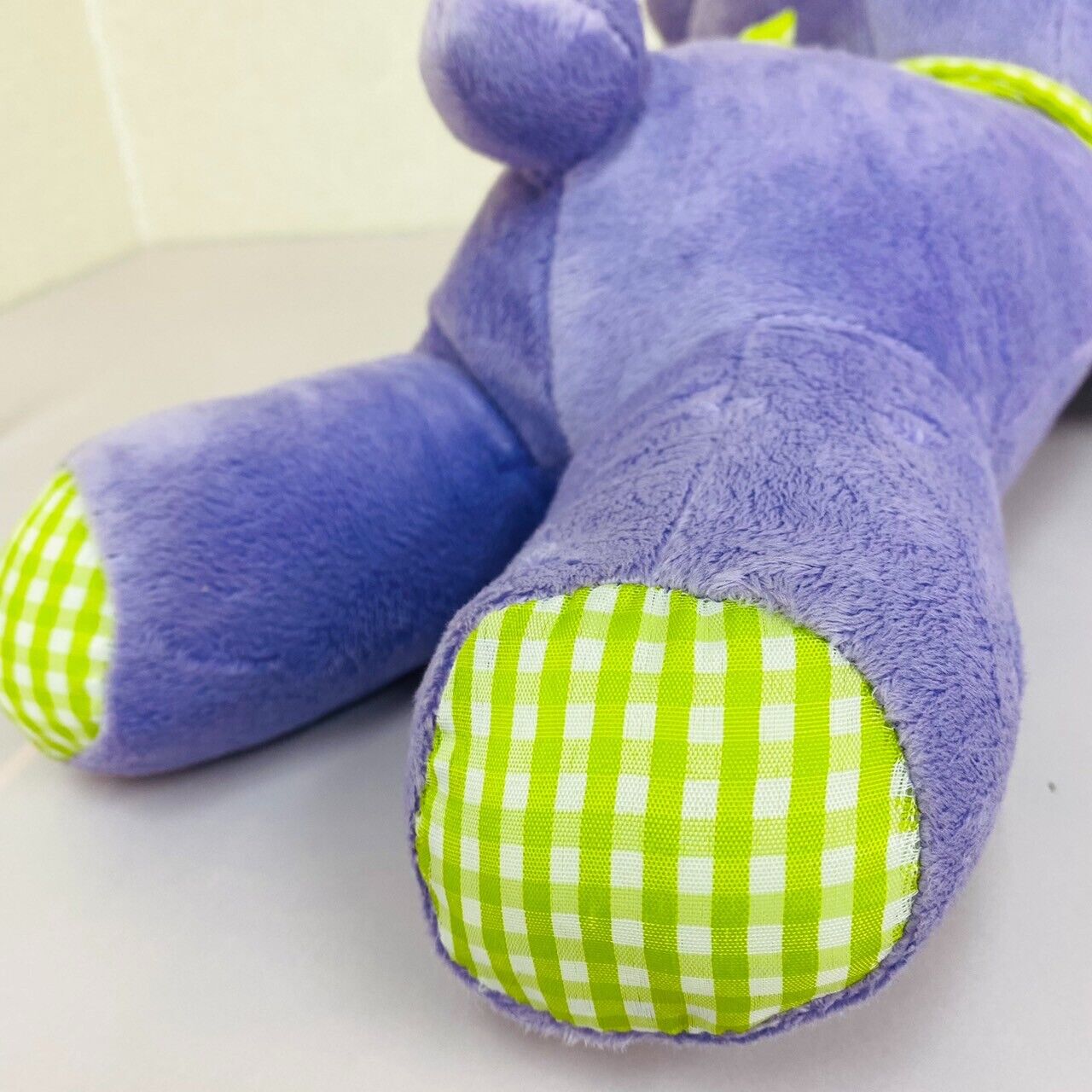 TAiTo Gloomy Bloody Bear Purple Plush Soft Stuffed Toy Doll Fluffy Green Plaid