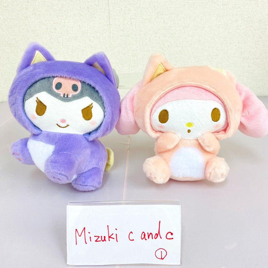 Sanrio My Melody Kuromi Plush Set 2 Soft Stuffed Toy Fluffy Good Friends Cats