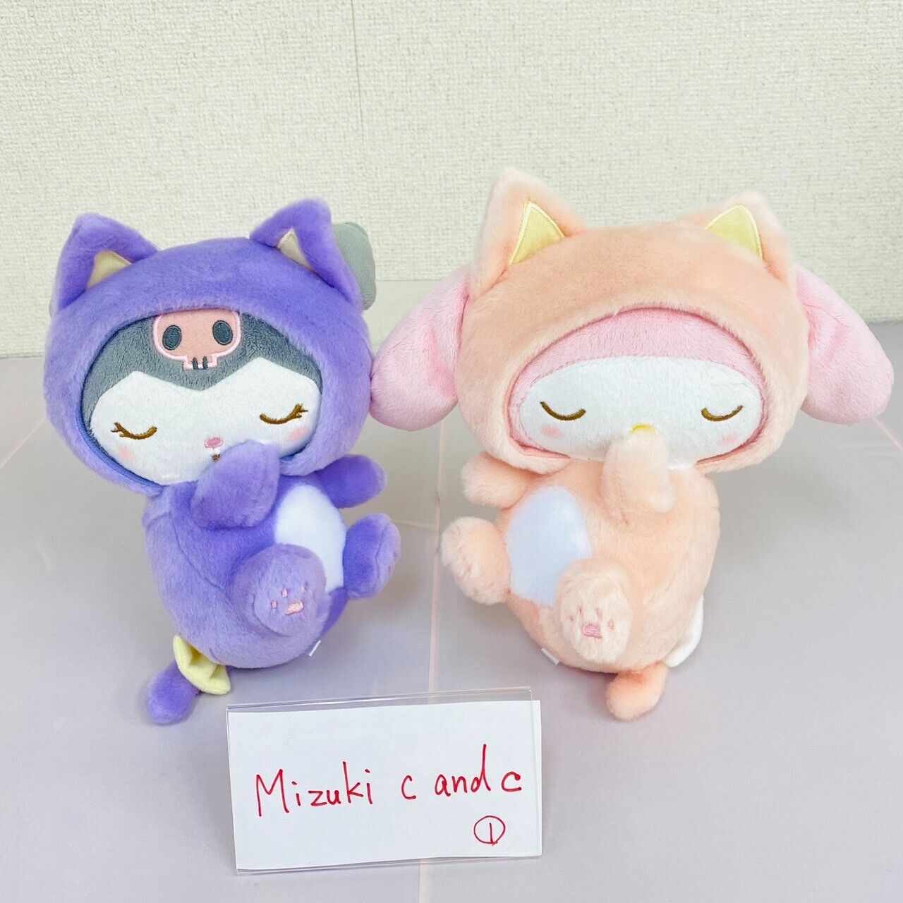 Sanrio My Melody Kuromi Plush Set 2 Soft Stuffed Toy Good Friends Cats Sleeping