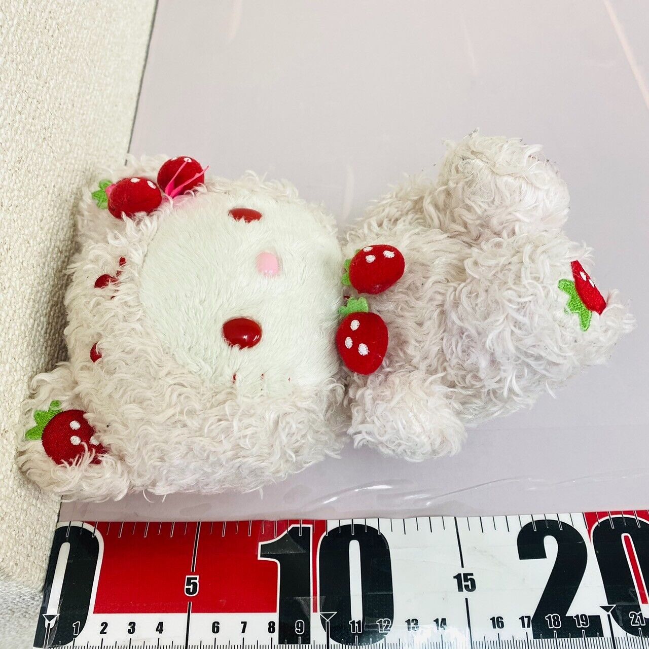 Sanrio Hello Kitty Bear Plush Soft Stuffed Toy Fluffy Pink Strawberry Ribbon Cat