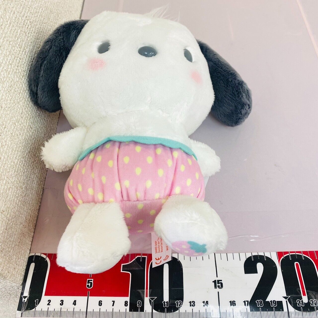 Sanrio Pochacco Plush Soft Stuffed Toy Baby Doll Strawberry White Dog Pink Rare