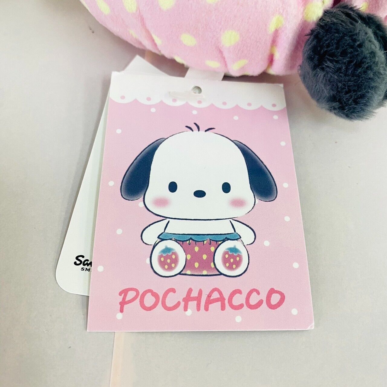 Sanrio Pochacco Plush Soft Stuffed Toy Baby Doll Strawberry White Dog Pink Rare