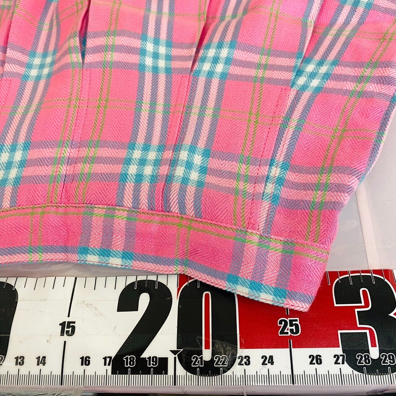 Mezzo Piano Box Pleat Skirt 130 Size Red Plaid Cotton 100% Zipper Kawaii Rare