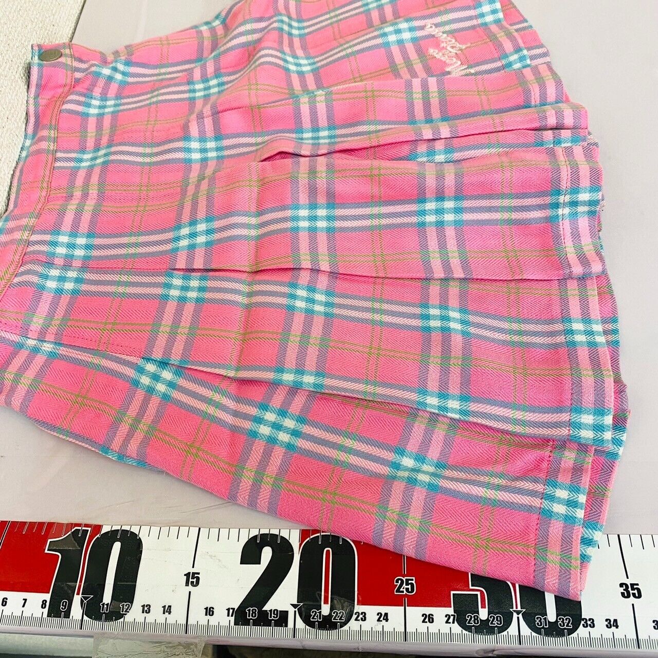 Mezzo Piano Box Pleat Skirt 130 Size Red Plaid Cotton 100% Zipper Kawaii Rare