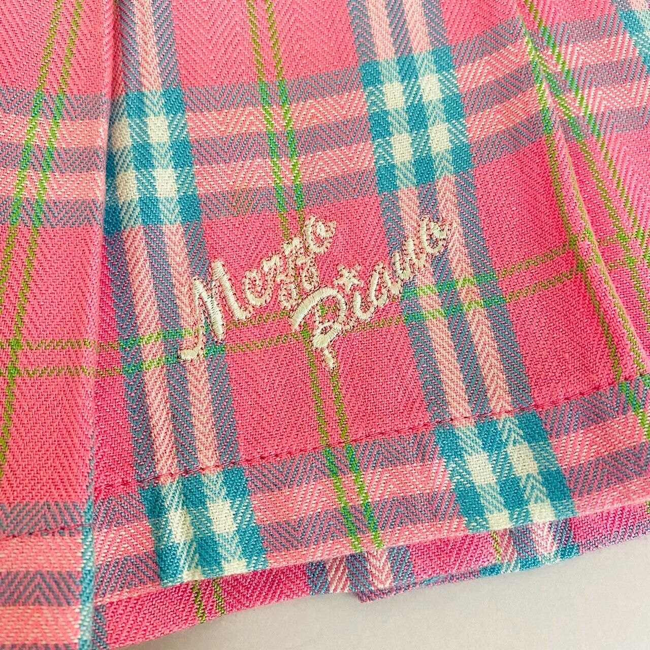 Mezzo Piano Box Pleat Skirt 130 Size Red Plaid Cotton 100% Zipper Kawaii Rare