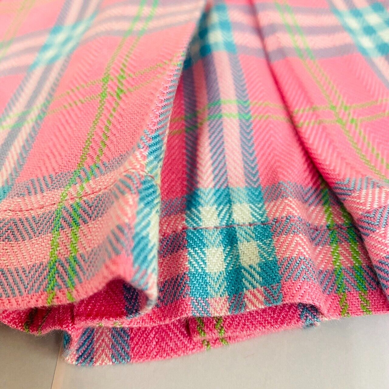 Mezzo Piano Box Pleat Skirt 130 Size Red Plaid Cotton 100% Zipper Kawaii Rare