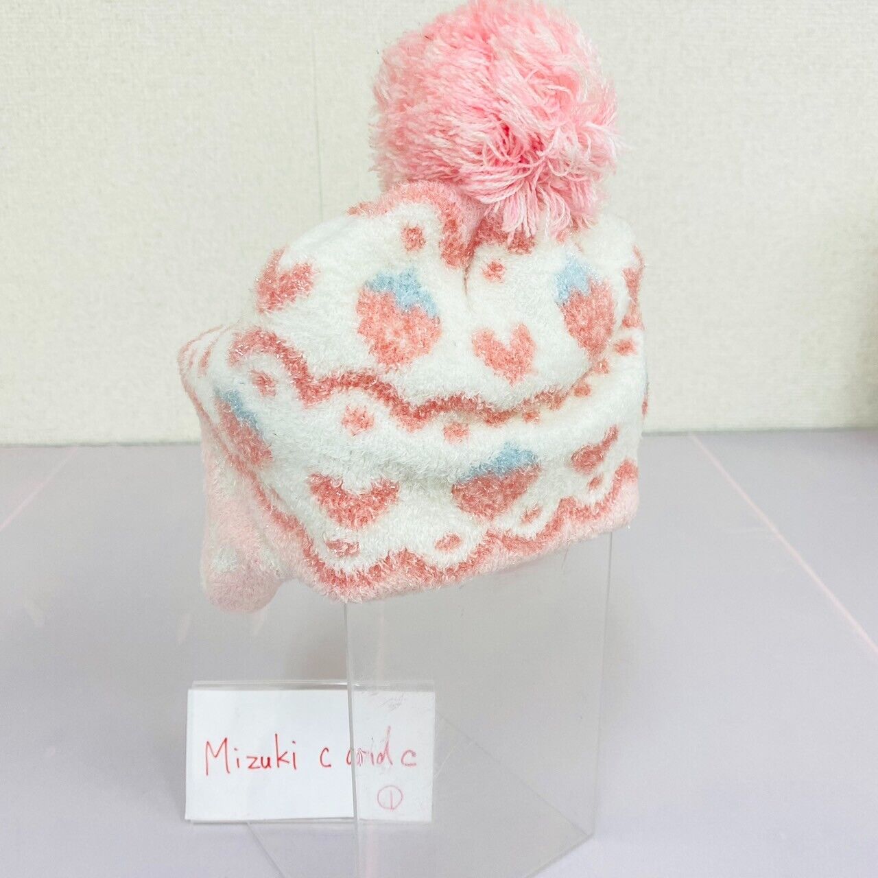 Sanrio My Melody Knit Hat Pink White Glitter Fluffy Warm Strawberry Rabbit Heart