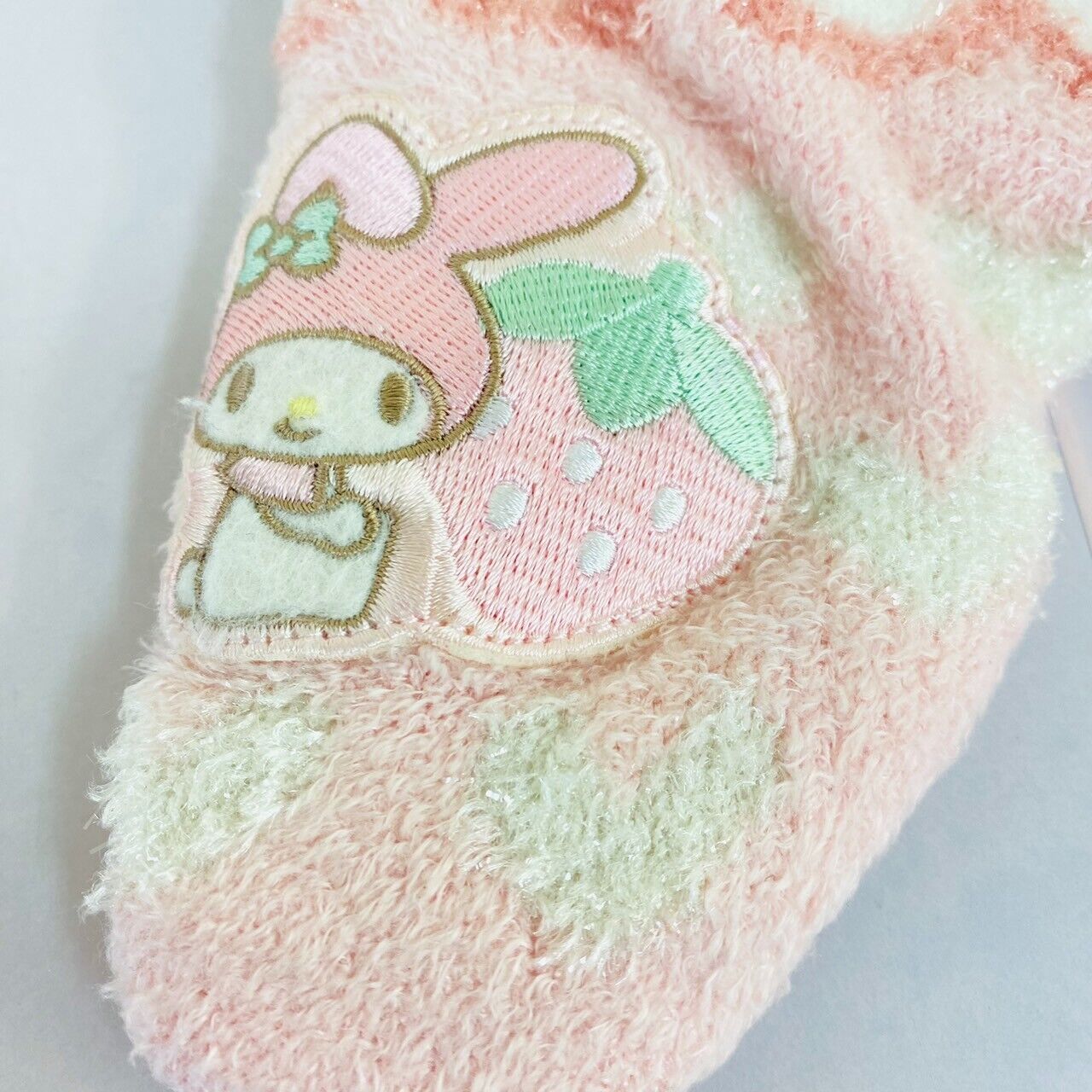 Sanrio My Melody Knit Hat Pink White Glitter Fluffy Warm Strawberry Rabbit Heart