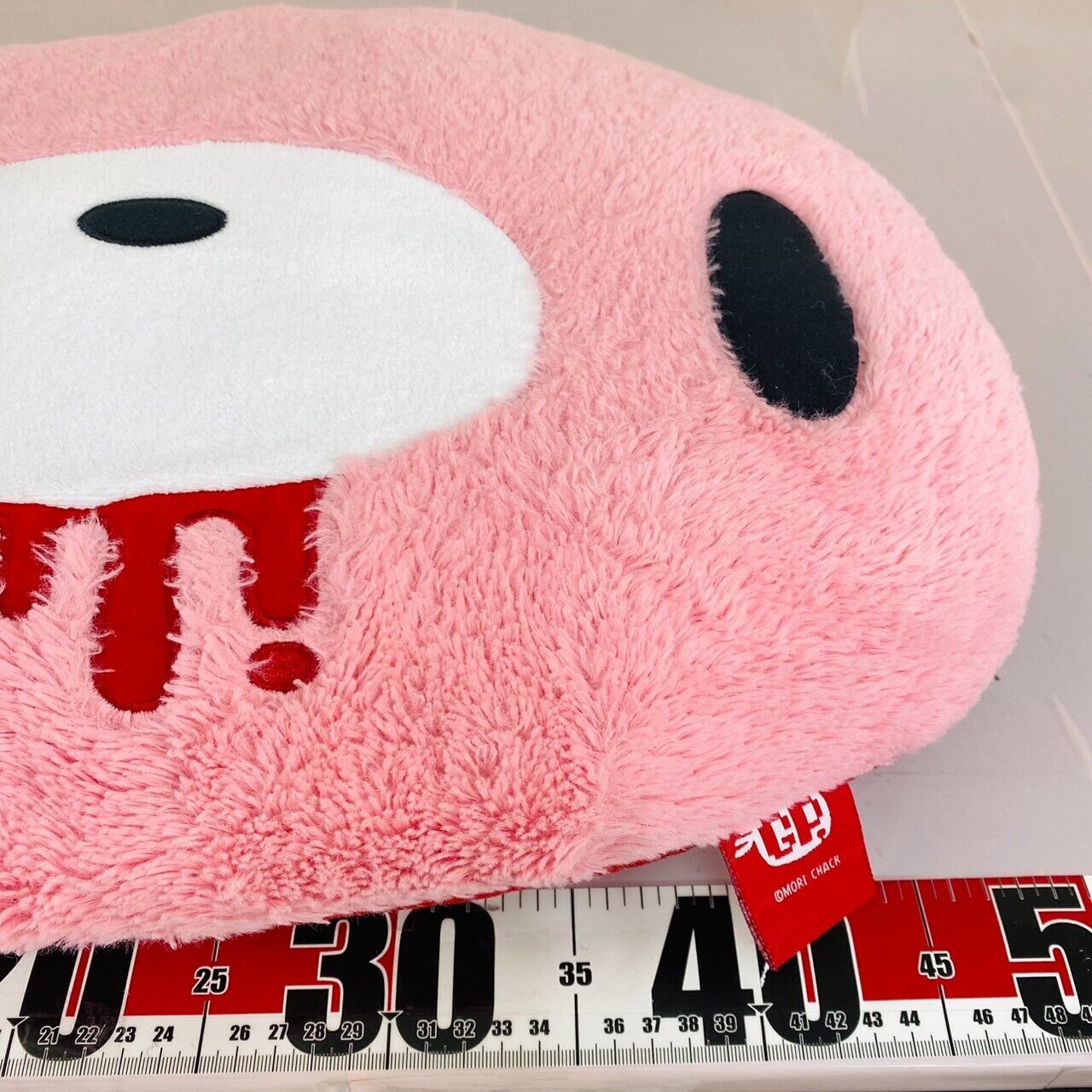 TAiTo Gloomy Bear Bloody Pink Face Cushion Plush Red Fluffy Boa Soft Stuffed Toy