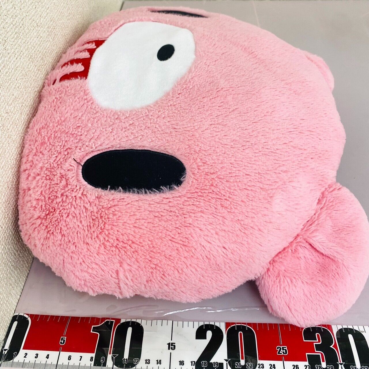 TAiTo Gloomy Bear Bloody Pink Face Cushion Plush Red Fluffy Boa Soft Stuffed Toy