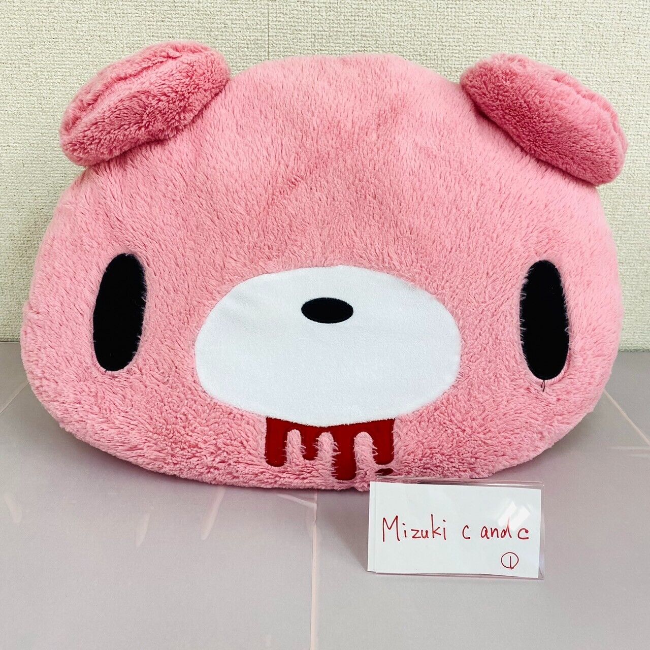 TAiTo Gloomy Bear Bloody Pink Face Cushion Plush Red Fluffy Boa Soft Stuffed Toy