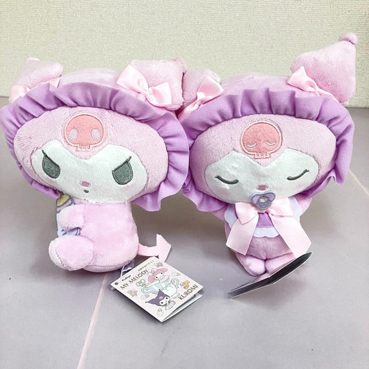 Sanrio Kuromi Plush Set 2 Baby Purple White Pink Soft Stuffed Toy Mascot Skull