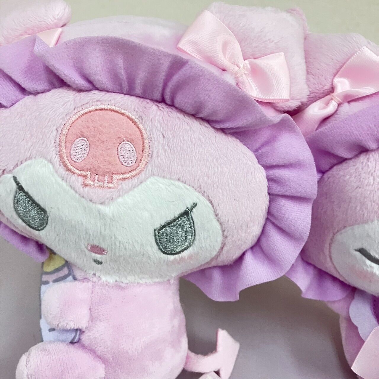 Sanrio Kuromi Plush Set 2 Baby Purple White Pink Soft Stuffed Toy Mascot Skull