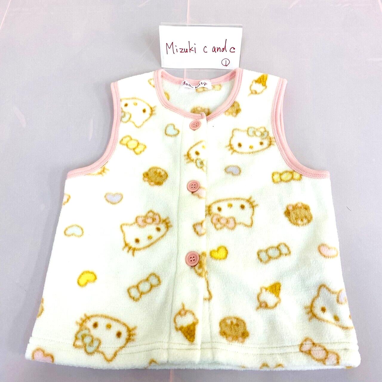 Sanrio Hello Kitty Waistcoat 90cm White Fleece Vest Heart Candy Kawaii Character