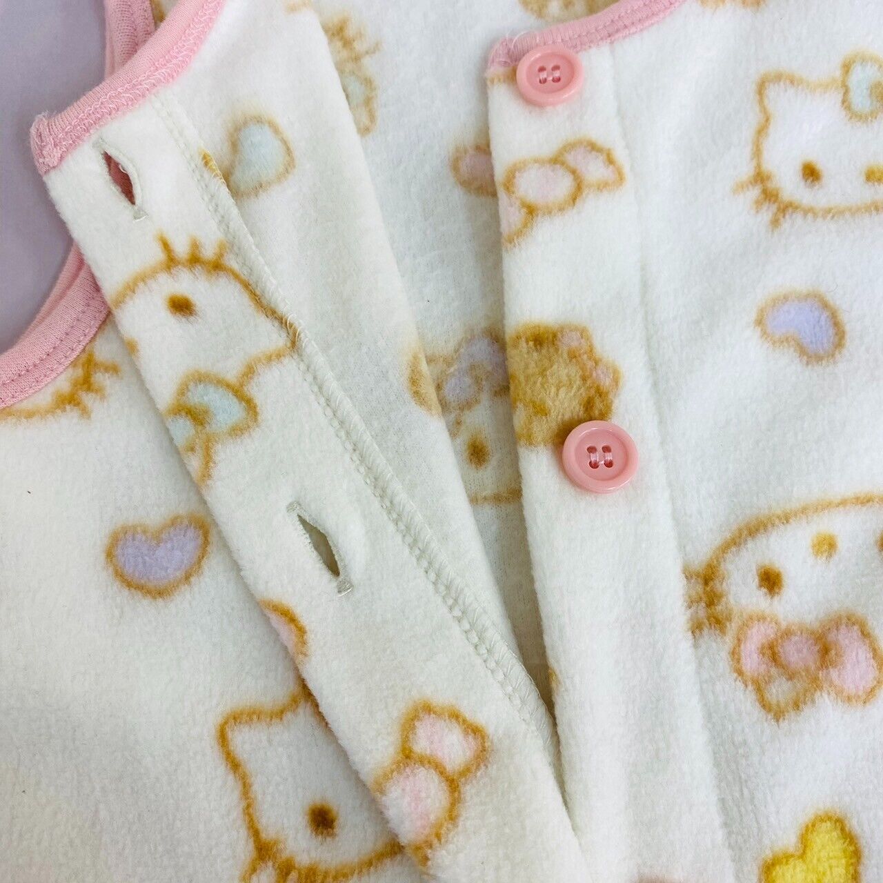 Sanrio Hello Kitty Waistcoat 90cm White Fleece Vest Heart Candy Kawaii Character