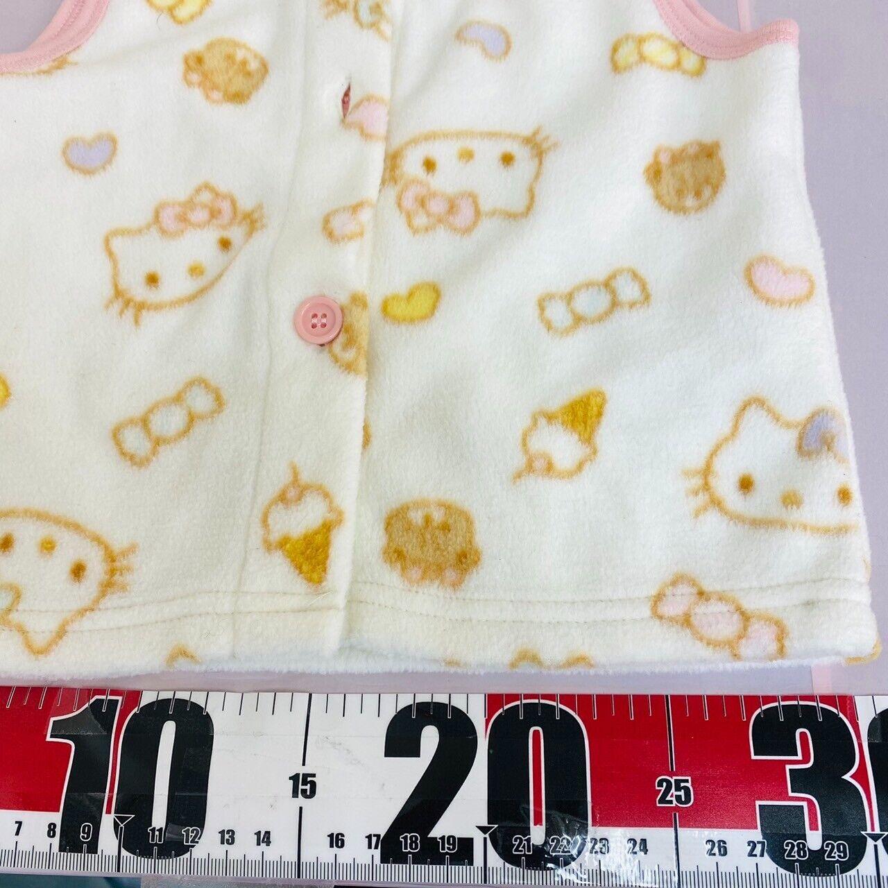 Sanrio Hello Kitty Waistcoat 90cm White Fleece Vest Heart Candy Kawaii Character