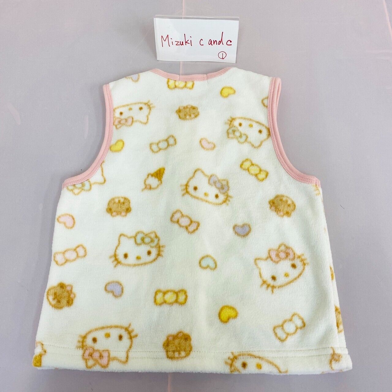 Sanrio Hello Kitty Waistcoat 90cm White Fleece Vest Heart Candy Kawaii Character