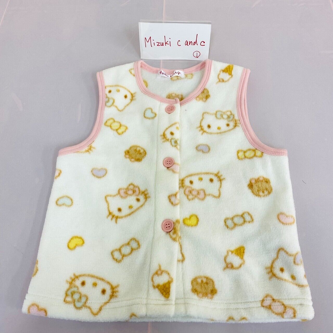 Sanrio Hello Kitty Waistcoat 90cm White Fleece Vest Heart Candy Kawaii Character