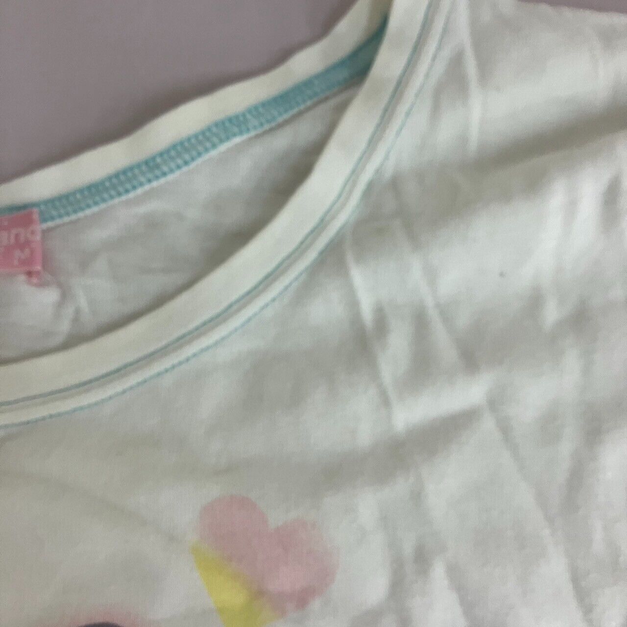 Mezzo Piano T-shirt Tops 150cm Short Sleeve White Bear Pastel Heart Ribbon Star