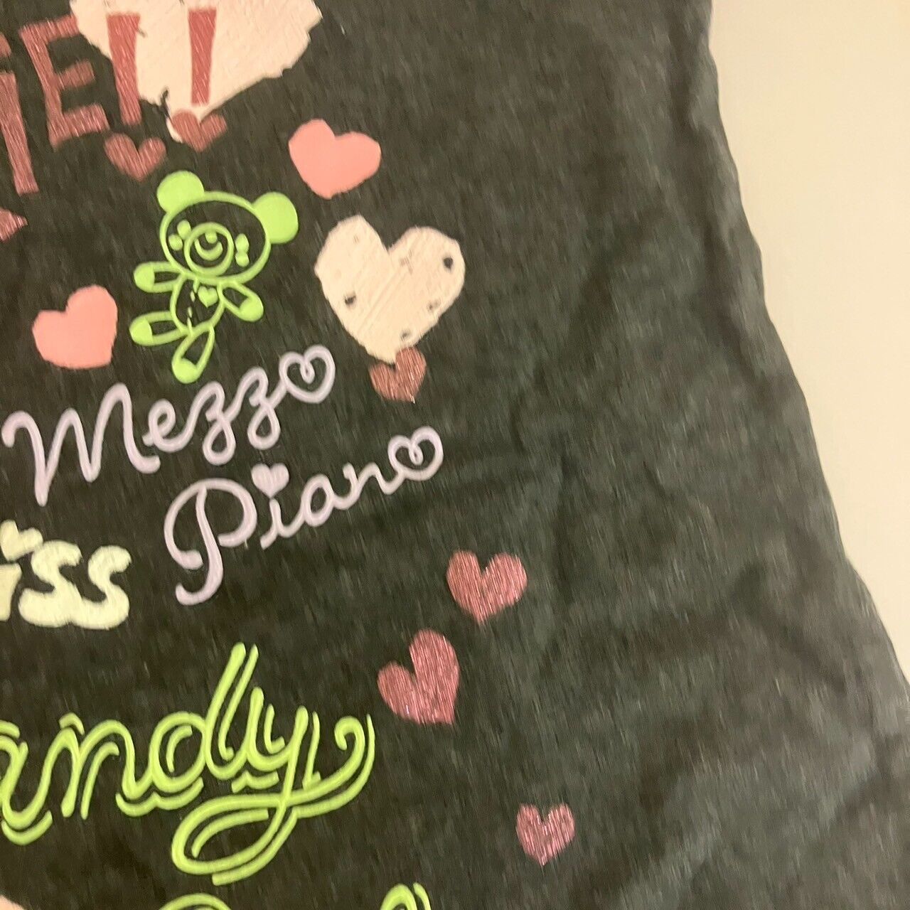 Mezzo Piano T-shirt Tops Black 140cm Heart Short Sleeve Clothing Ribbon Kawaii