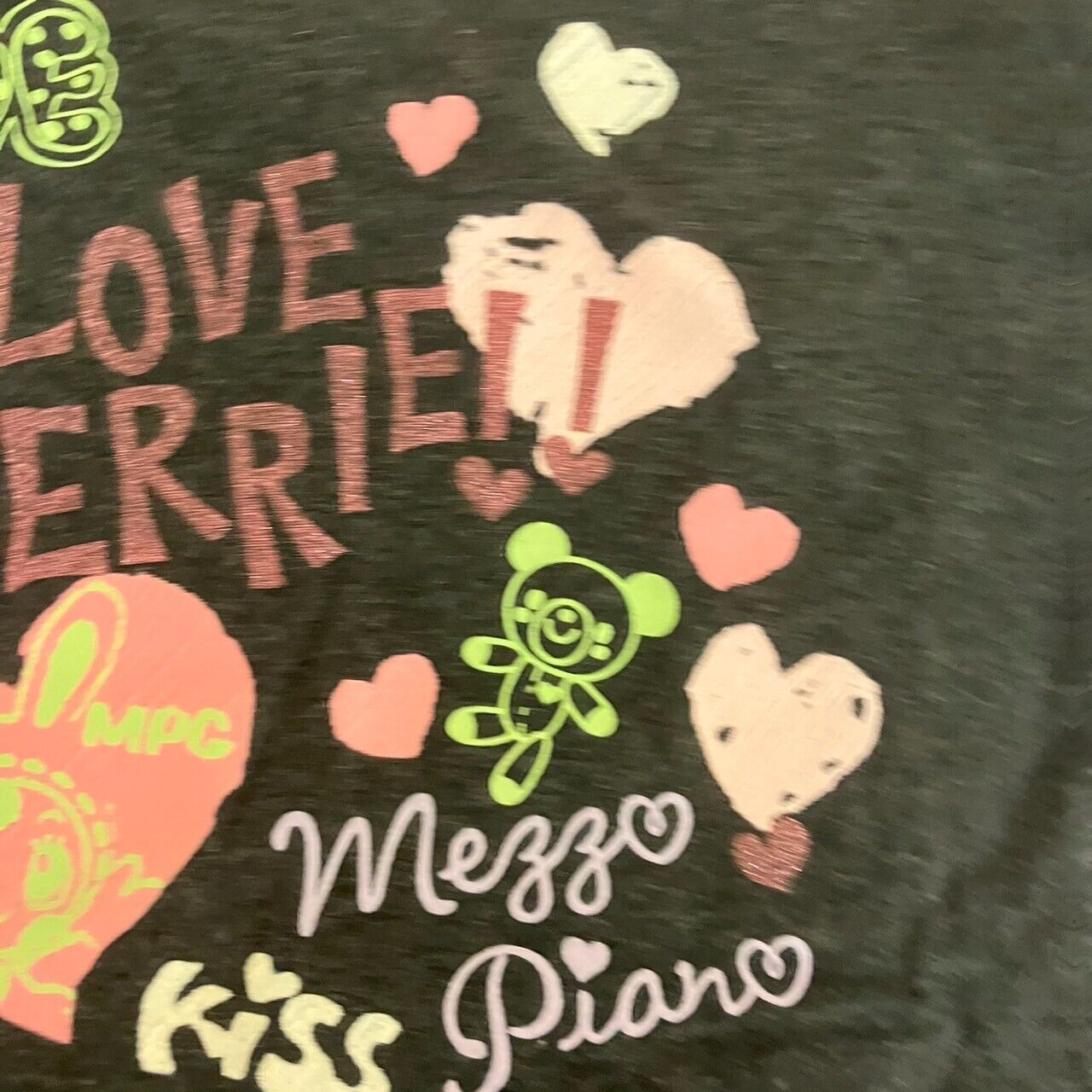 Mezzo Piano T-shirt Tops Black 140cm Heart Short Sleeve Clothing Ribbon Kawaii