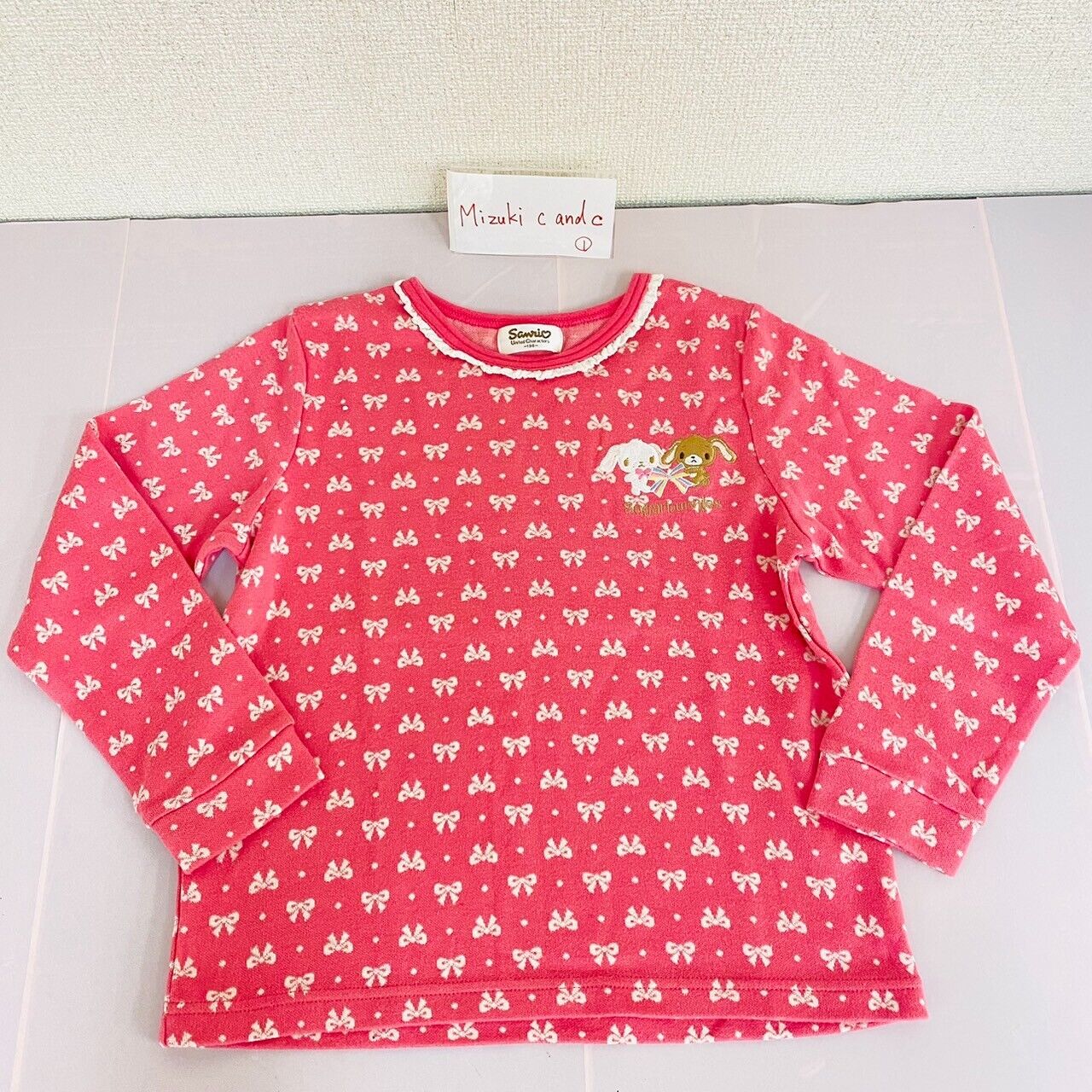 Sanrio Sugar Bunnies Kids Long Sleeve T-shirt 130cm Pink Shirousa Kurousa Ribbon