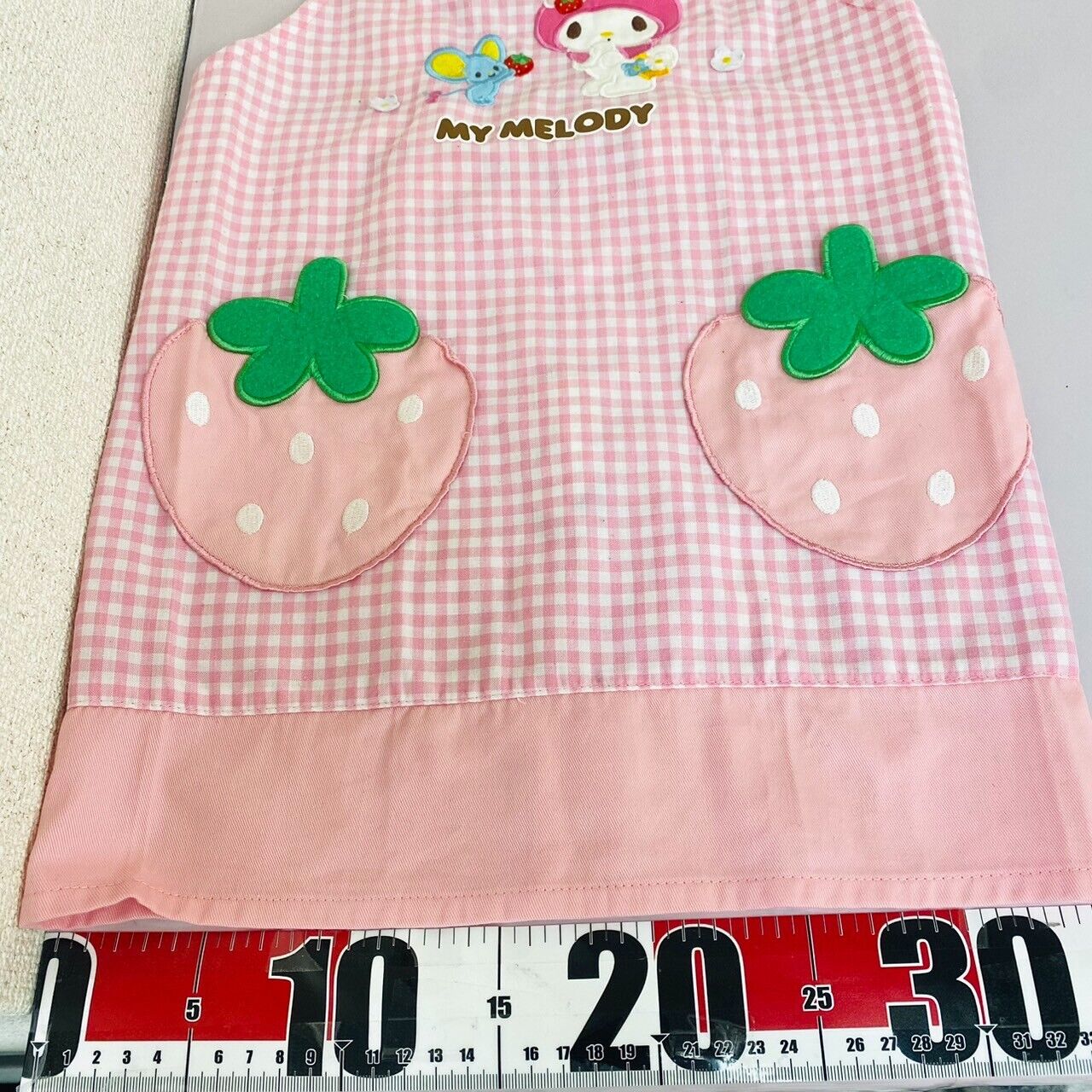 Sanrio My Melody Apron 120cm 130cm Pink Strawberry Plaid Kawaii Character Rare