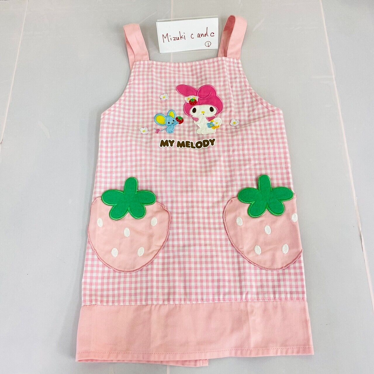 Sanrio My Melody Apron 120cm 130cm Pink Strawberry Plaid Kawaii Character Rare