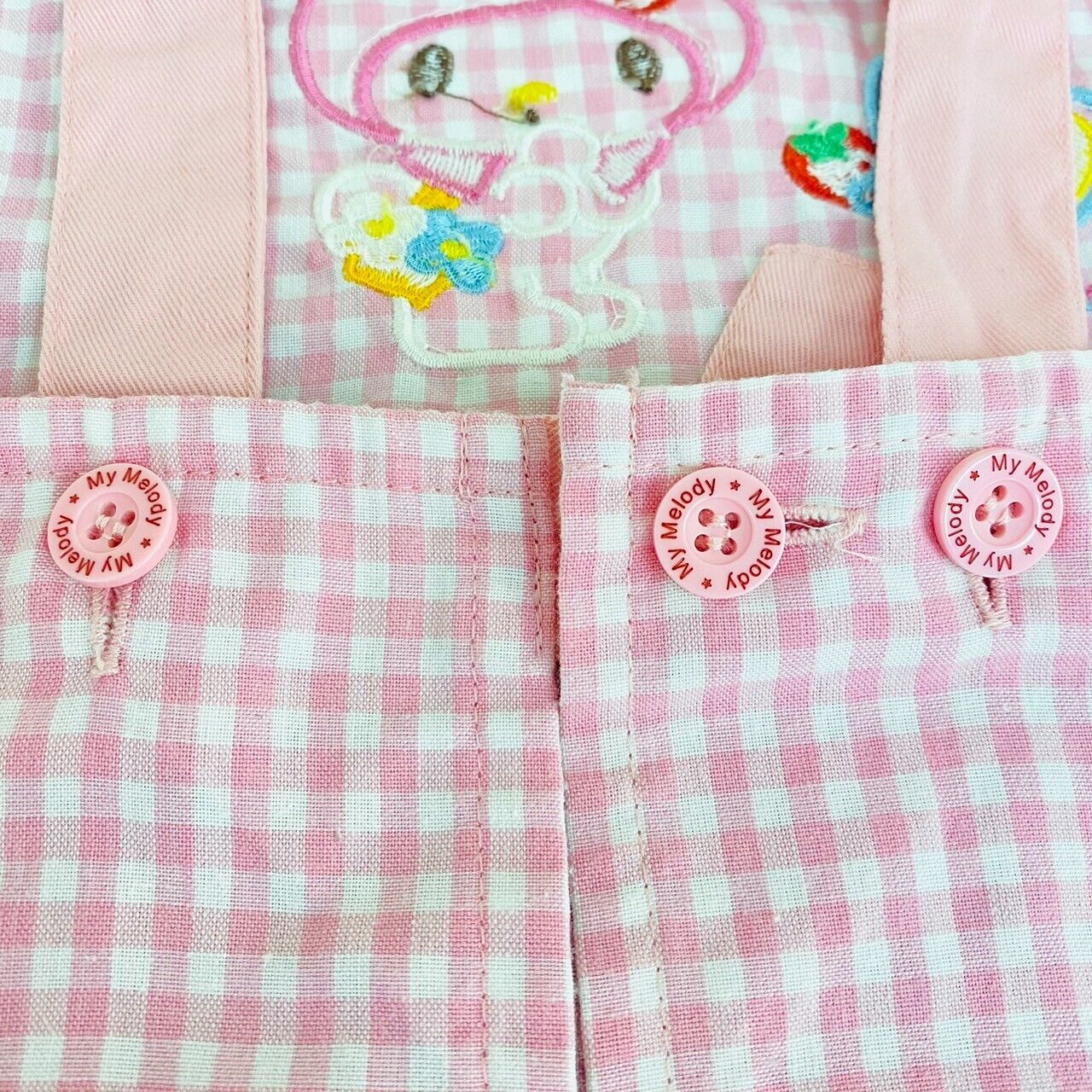 Sanrio My Melody Apron 120cm 130cm Pink Strawberry Plaid Kawaii Character Rare