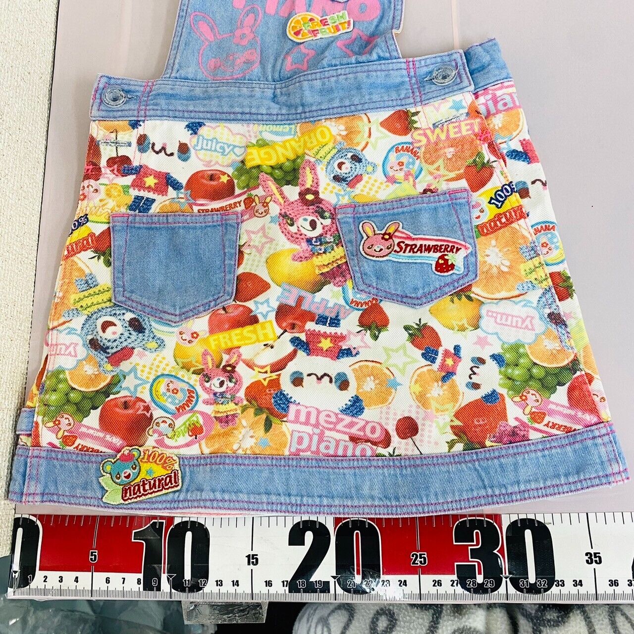 Mezzo Piano Apron 110 Denim Fruit All Pattem Pocket Mimi Popo Character Kawaii