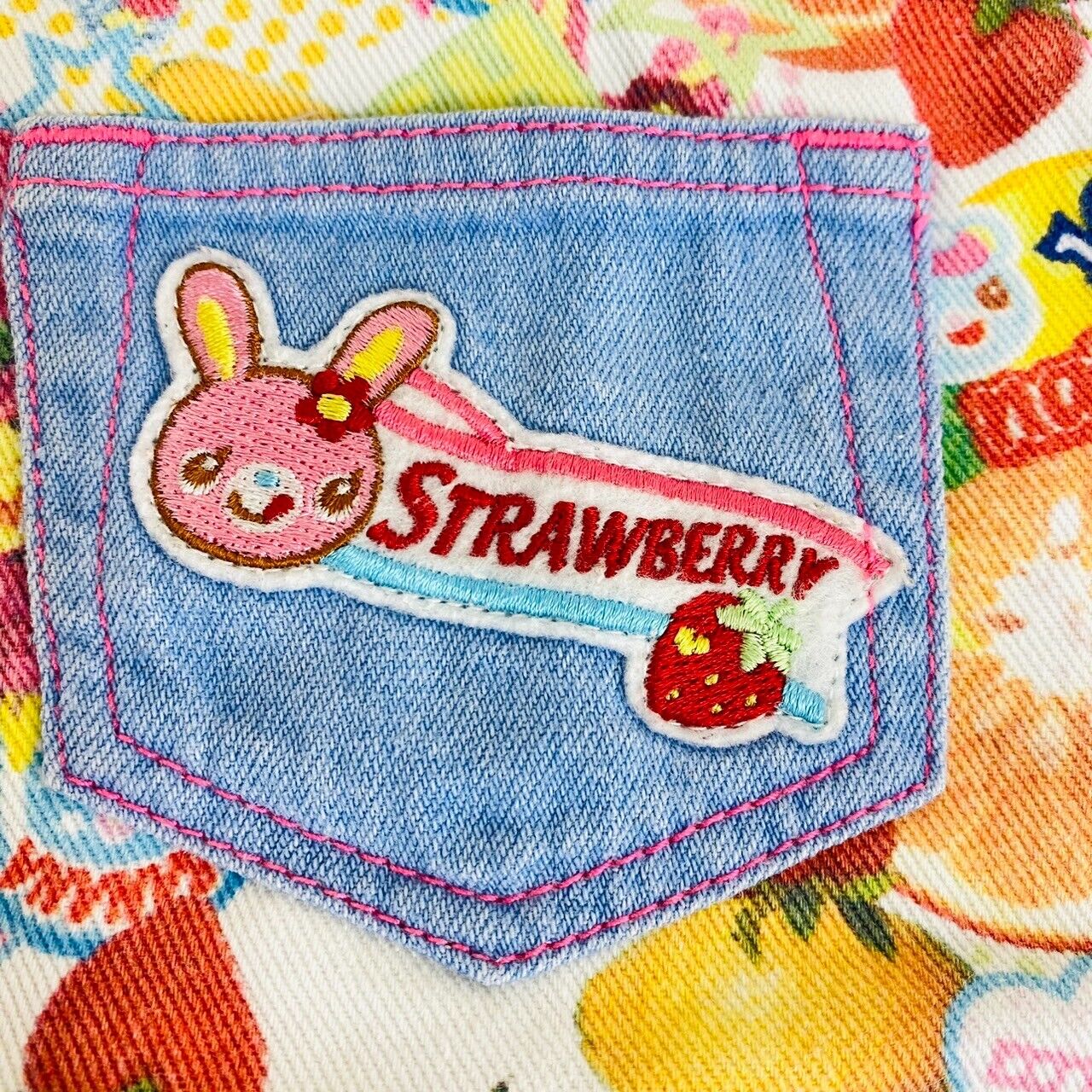 Mezzo Piano Apron 110 Denim Fruit All Pattem Pocket Mimi Popo Character Kawaii