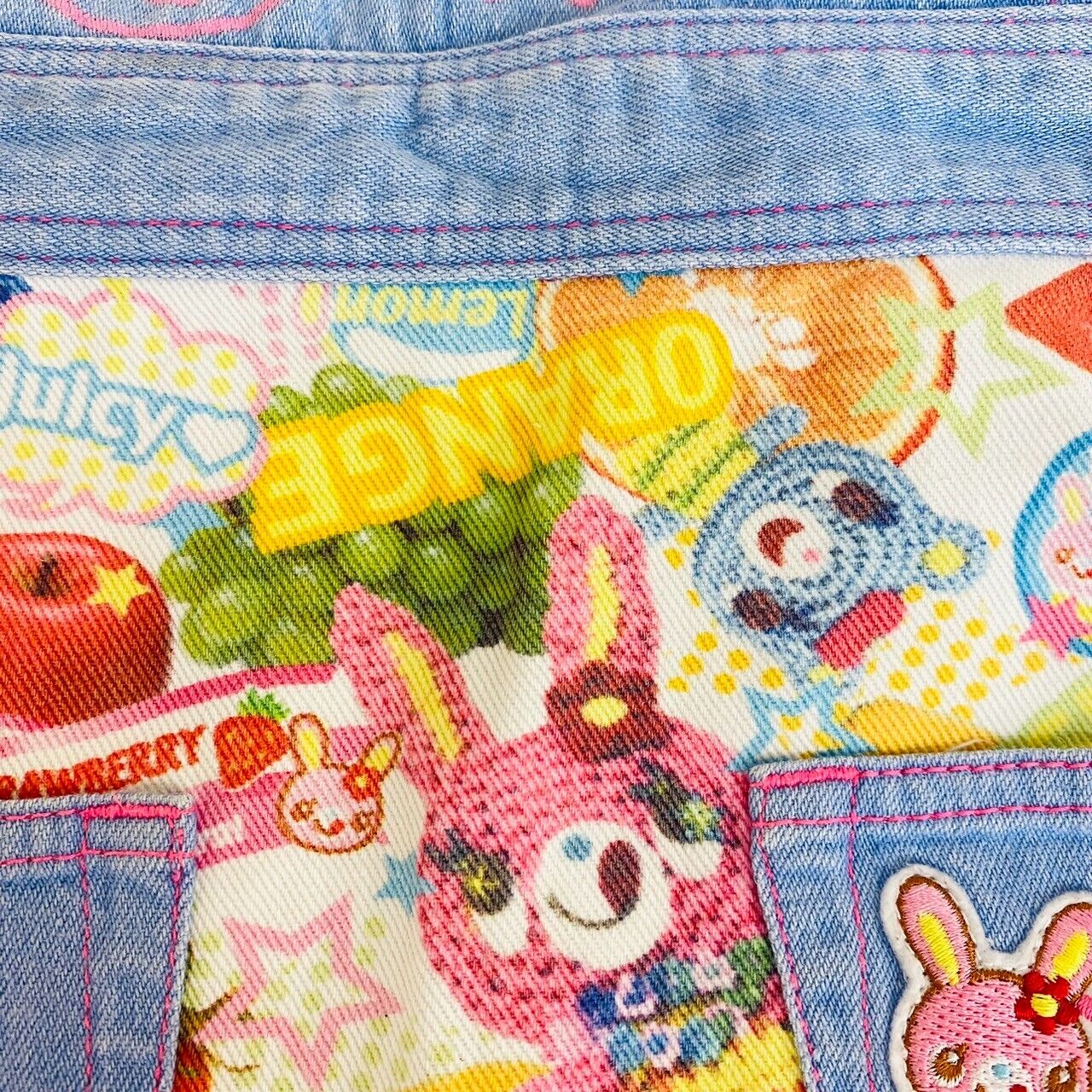 Mezzo Piano Apron 110 Denim Fruit All Pattem Pocket Mimi Popo Character Kawaii