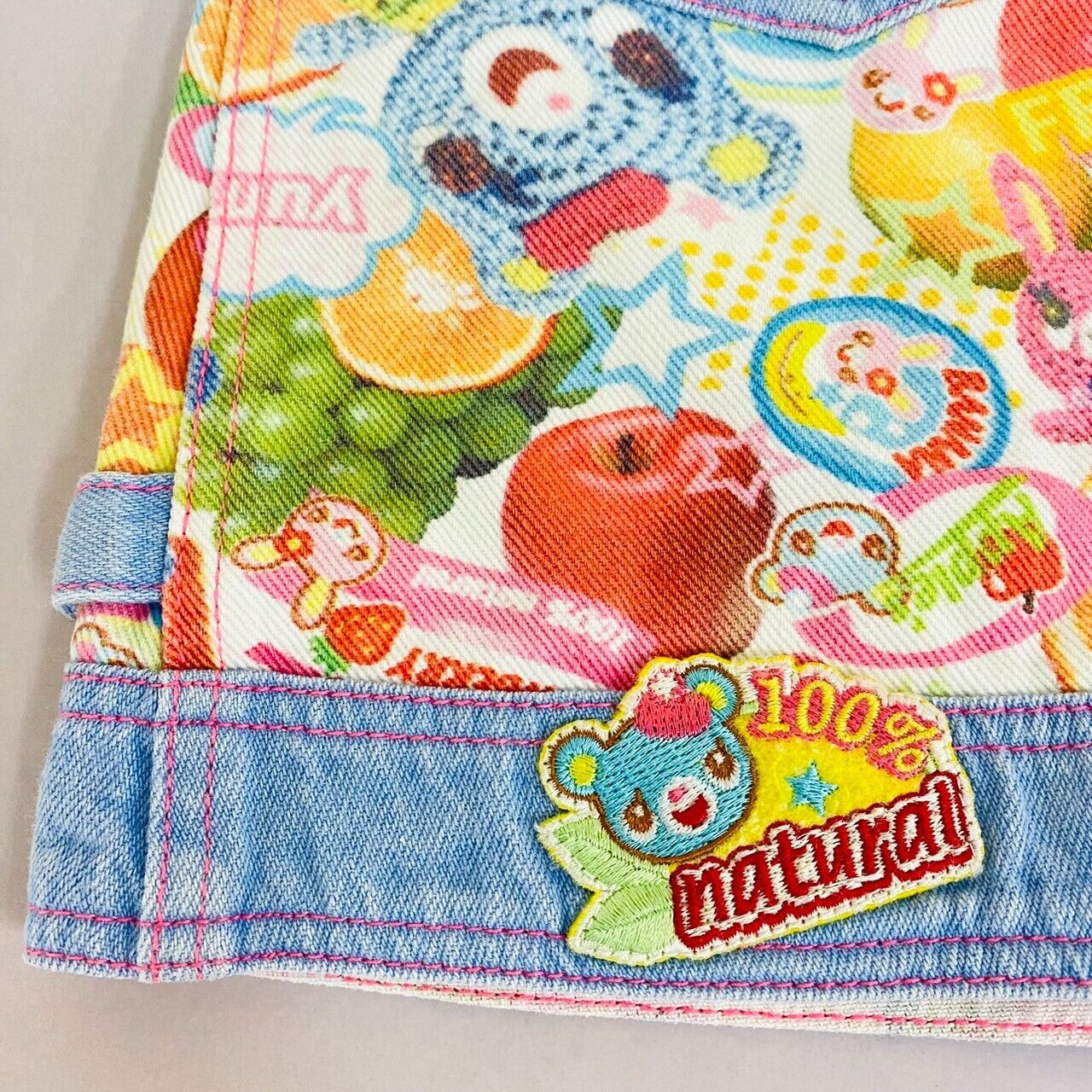 Mezzo Piano Apron 110 Denim Fruit All Pattem Pocket Mimi Popo Character Kawaii