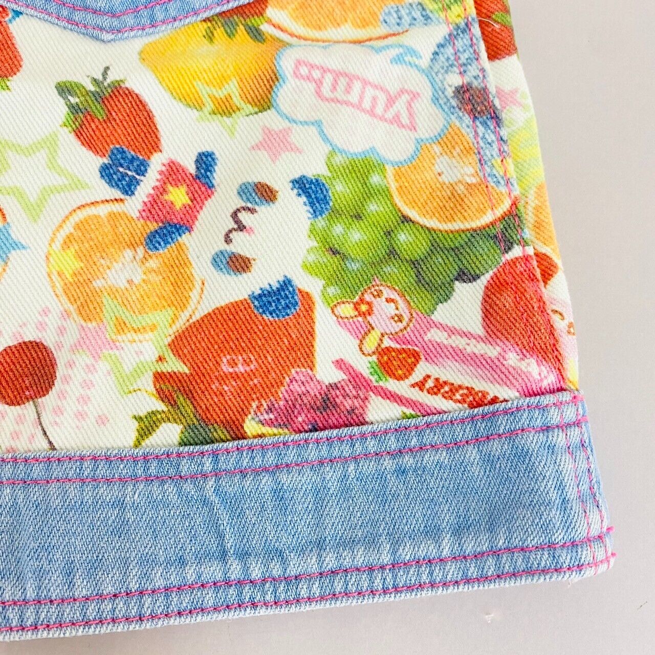 Mezzo Piano Apron 110 Denim Fruit All Pattem Pocket Mimi Popo Character Kawaii