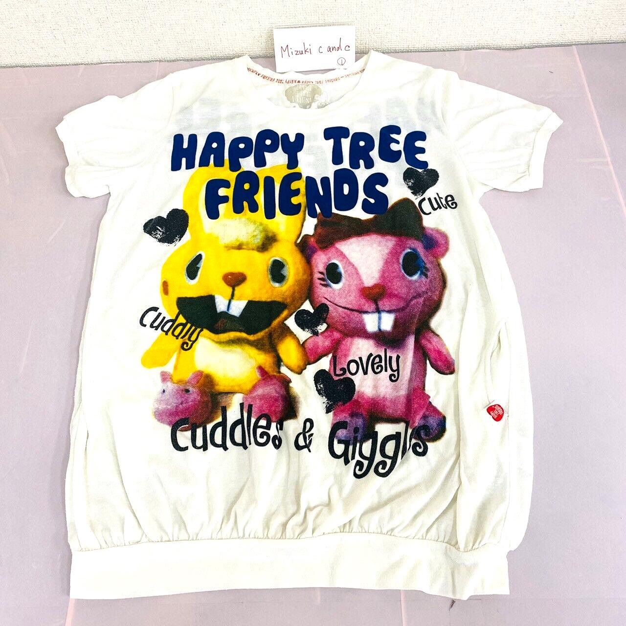 Happy Tree Friends HTF T-shirt Giggles Cuddles Tops Clothing Short Sleeve White