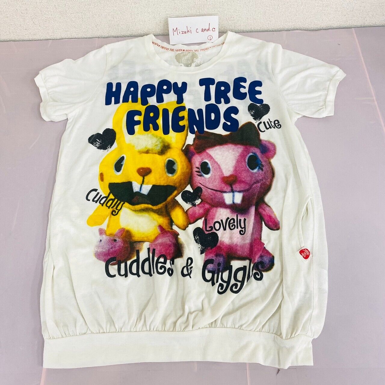 Happy Tree Friends HTF T-shirt Giggles Cuddles Tops Clothing Short Sleeve White