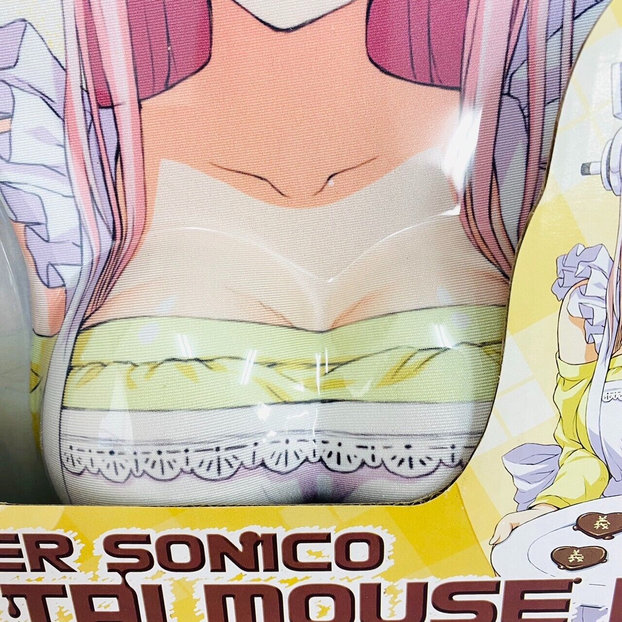 Super Sonico Mouse Pad Face Headphone Music Girl Pink Yellow Kawaii Character