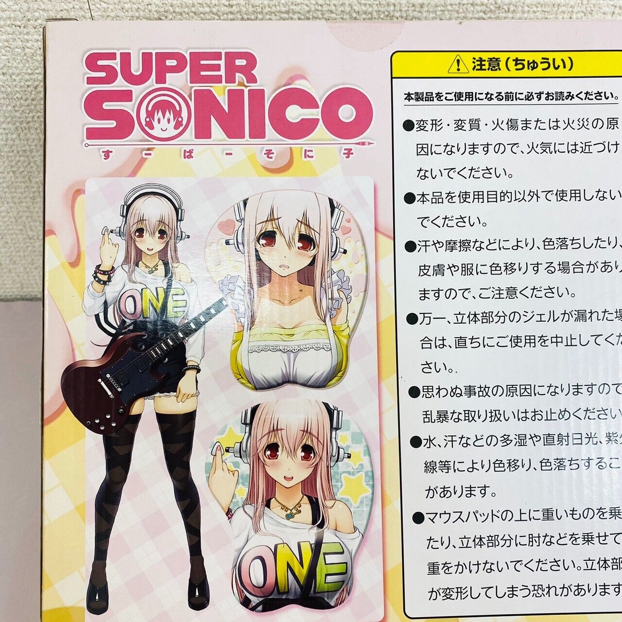 Super Sonico Mouse Pad Face Headphone Music Girl Pink Yellow Kawaii Character