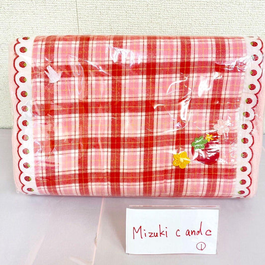 Mother Garden Low Rebound Pillow Strawberry Plaid Red Pink Flower Frill Kawaii