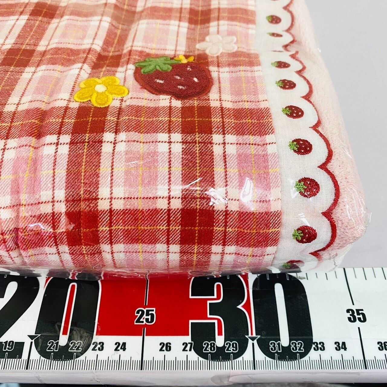 Mother Garden Low Rebound Pillow Strawberry Plaid Red Pink Flower Frill Kawaii