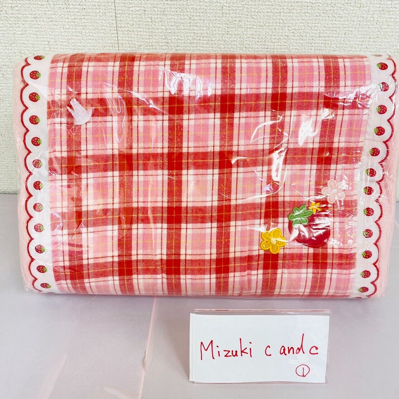 Mother Garden Low Rebound Pillow Strawberry Plaid Red Pink Flower Frill Kawaii