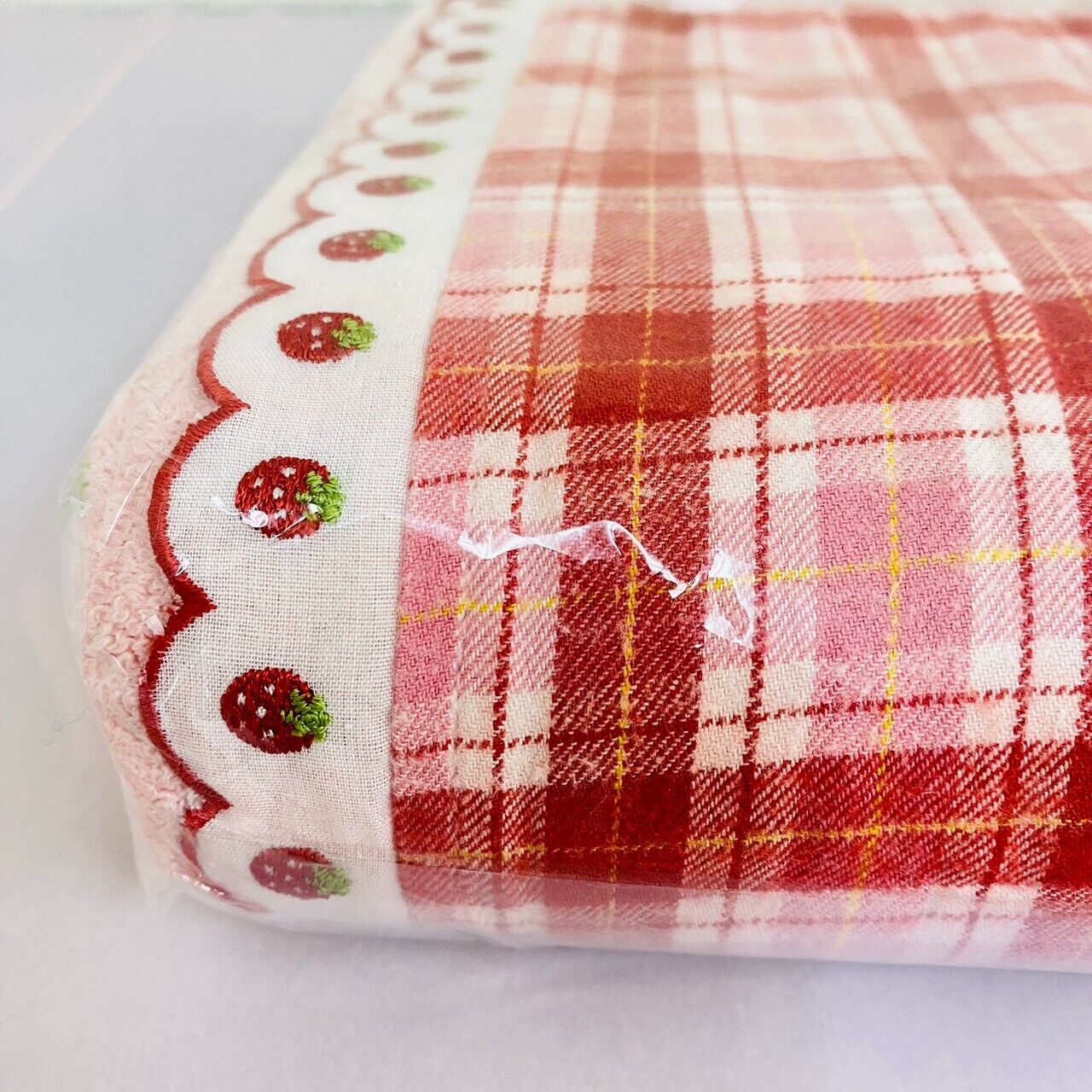 Mother Garden Low Rebound Pillow Strawberry Plaid Red Pink Flower Frill Kawaii