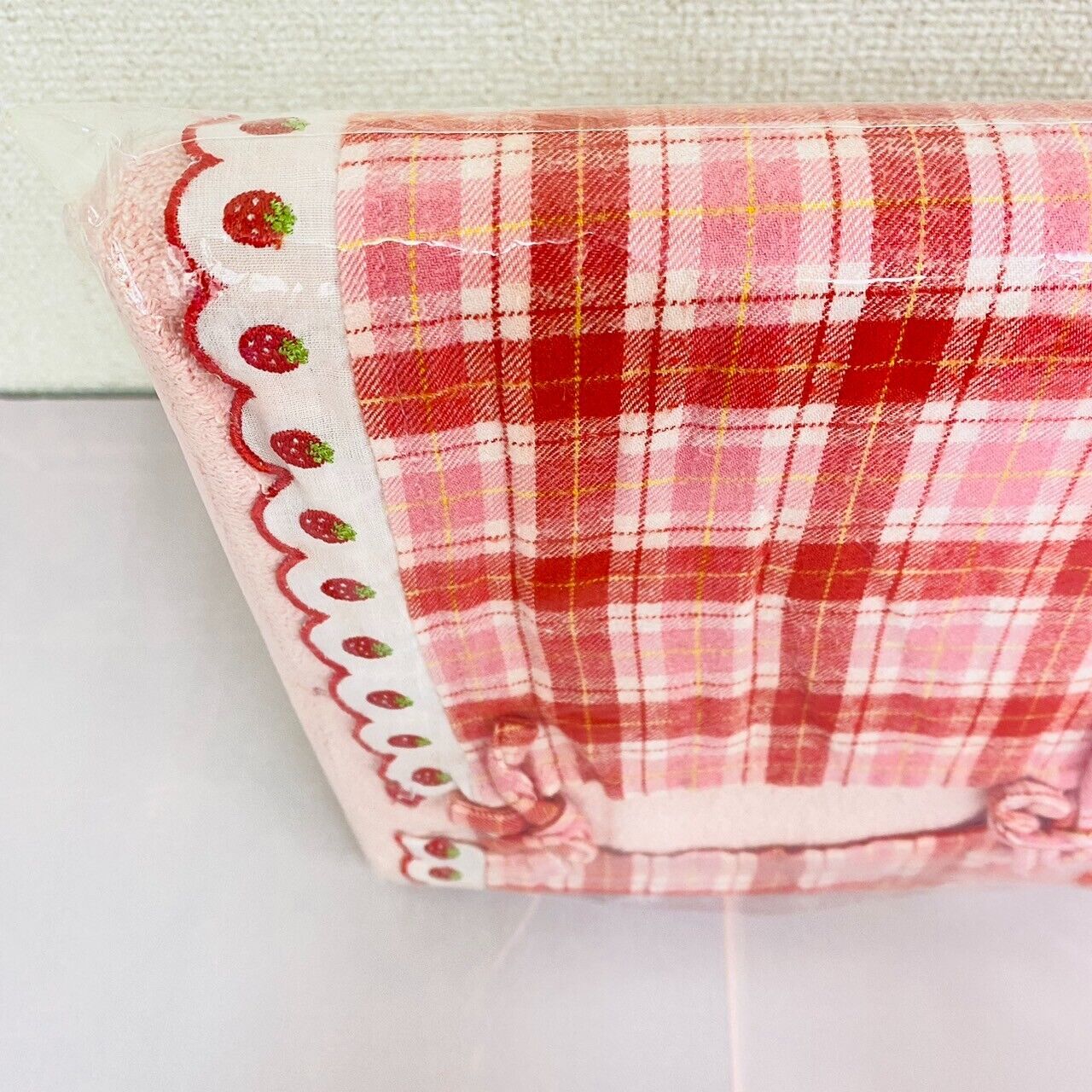 Mother Garden Low Rebound Pillow Strawberry Plaid Red Pink Flower Frill Kawaii