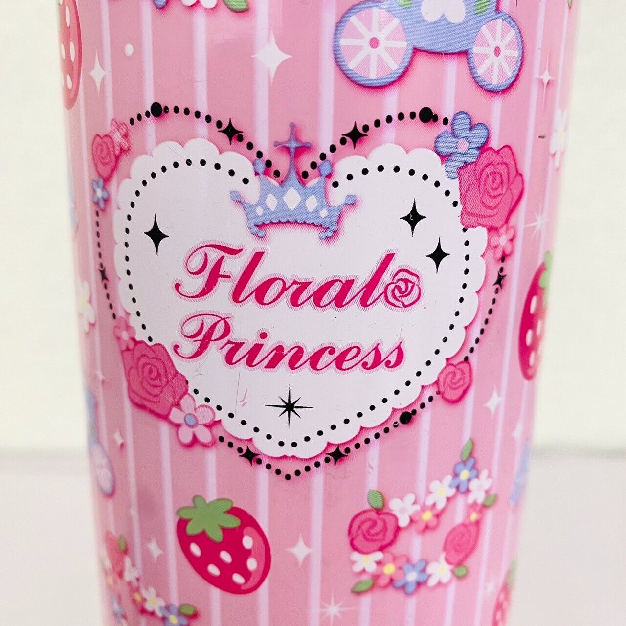 Mother Garden Water Bottle Pink Black Stainless Strawberry Floral Princess Rare