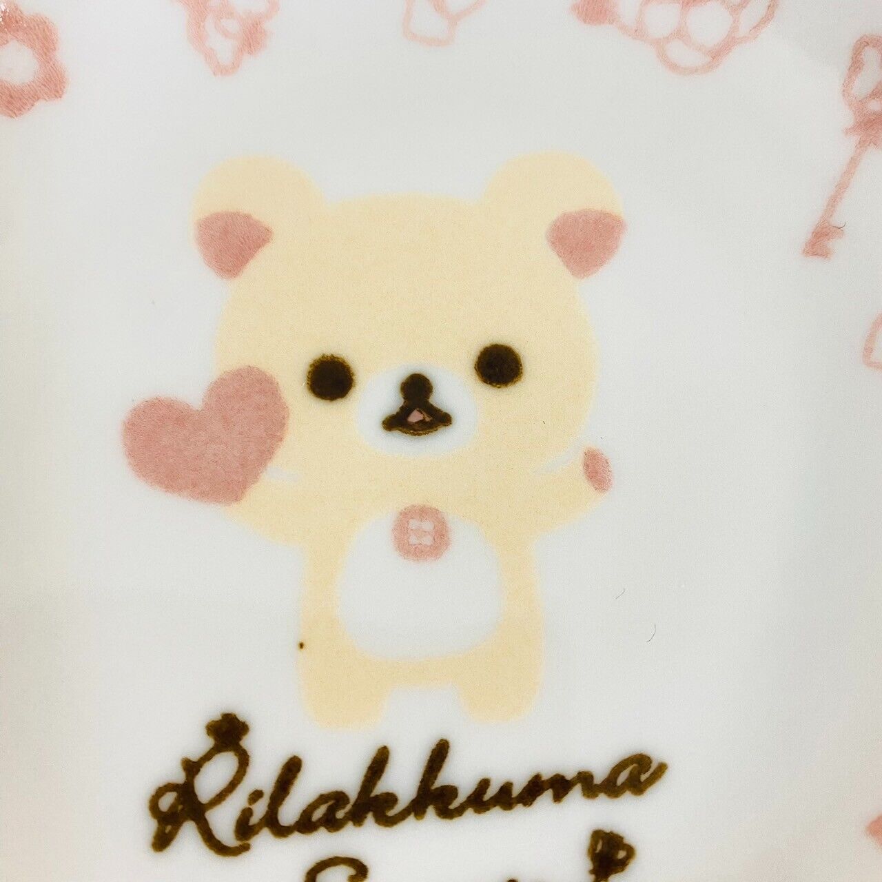 Rilakkuma Korilakkuma San-X Mug Cup Saucer Set 2 Bear Cake Heart White Key Rare