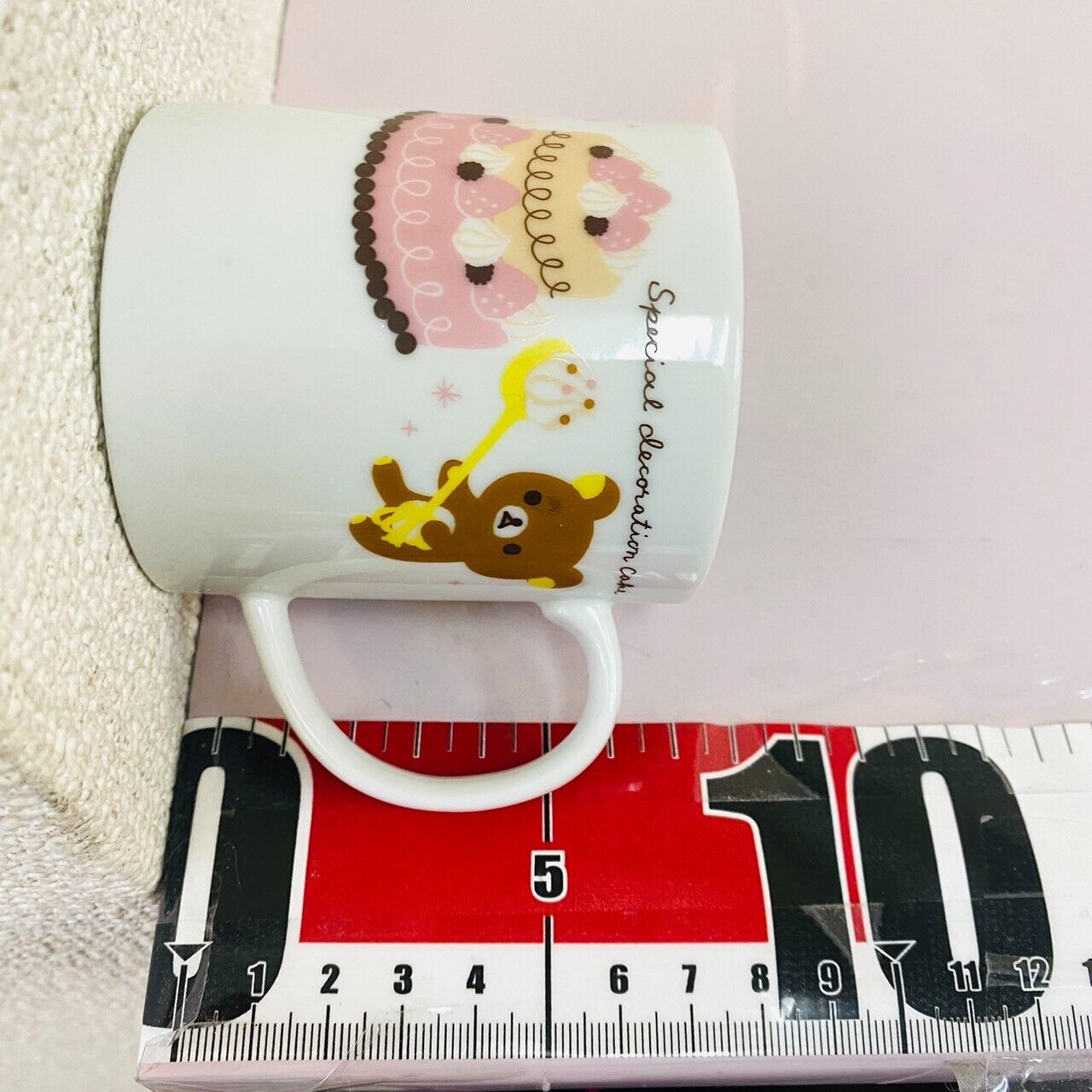 Rilakkuma Korilakkuma San-X Mug Cup Saucer Set 2 Bear Cake Heart White Key Rare