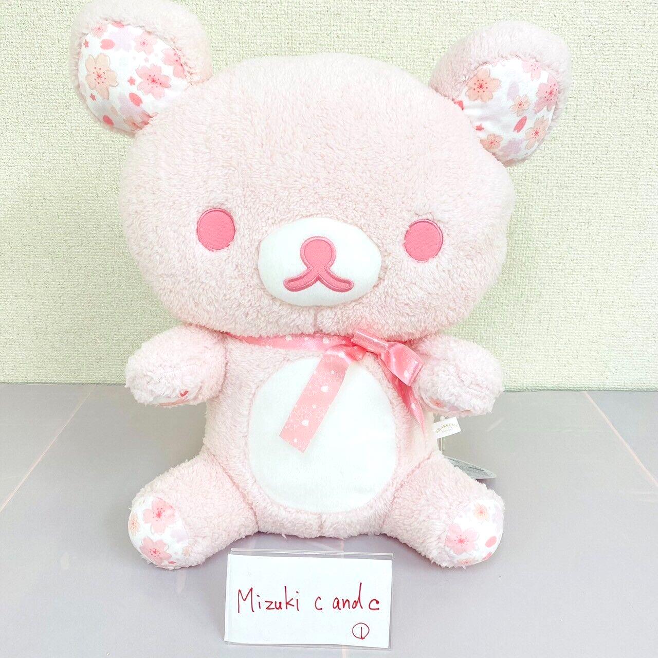 San-X Rilakkuma Plush Soft Stuffed Toy Sakura Cherry Blossom Bear Ribbon Pink XL